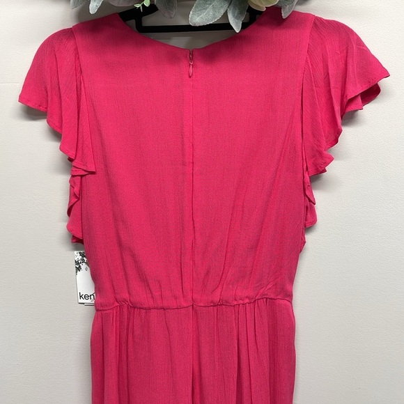 NWT Kensie Flutter Cap Sleeve Wide Leg Crop Jumpsuit Tie Waist Azalea Pink 4 - Picture 6 of 16